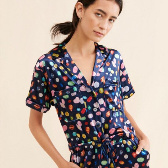 Rachel Antonoff Jewel Printed Coveralls Jumpsuit Romper - Picture 1 of 6